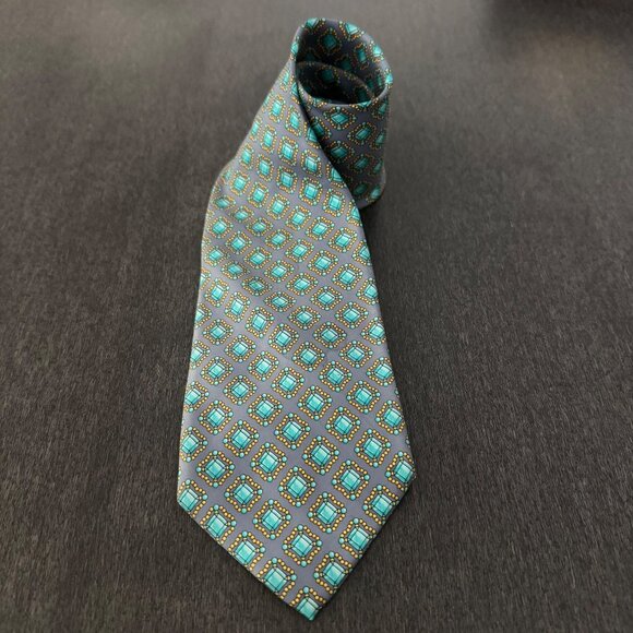 Gucci Silk Necktie Luxury Multicolor Geometric Diamond Pattern Made In Italy